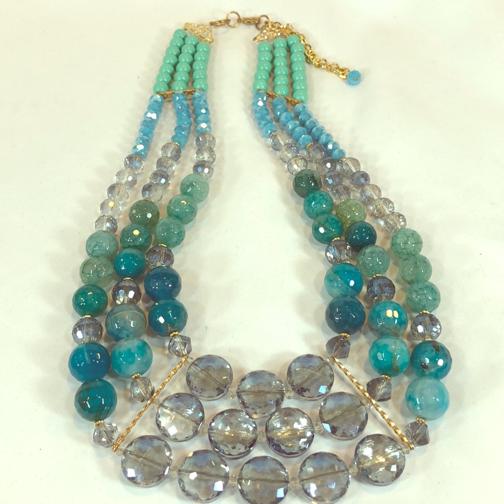 Cache Big Statement Crystal & Bead Necklace 20” - image 1